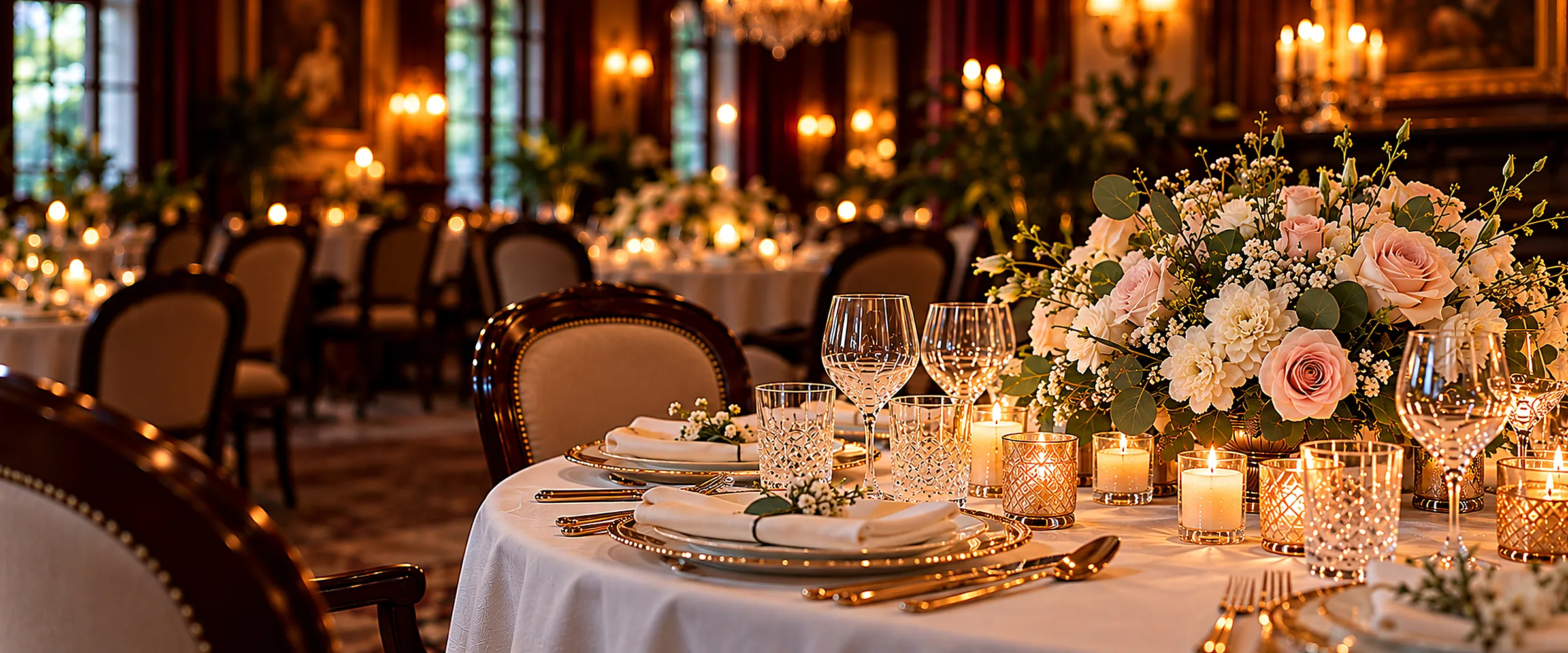 Elegancka sala restauracji wieczorem Elegancka sala restauracji wieczorem