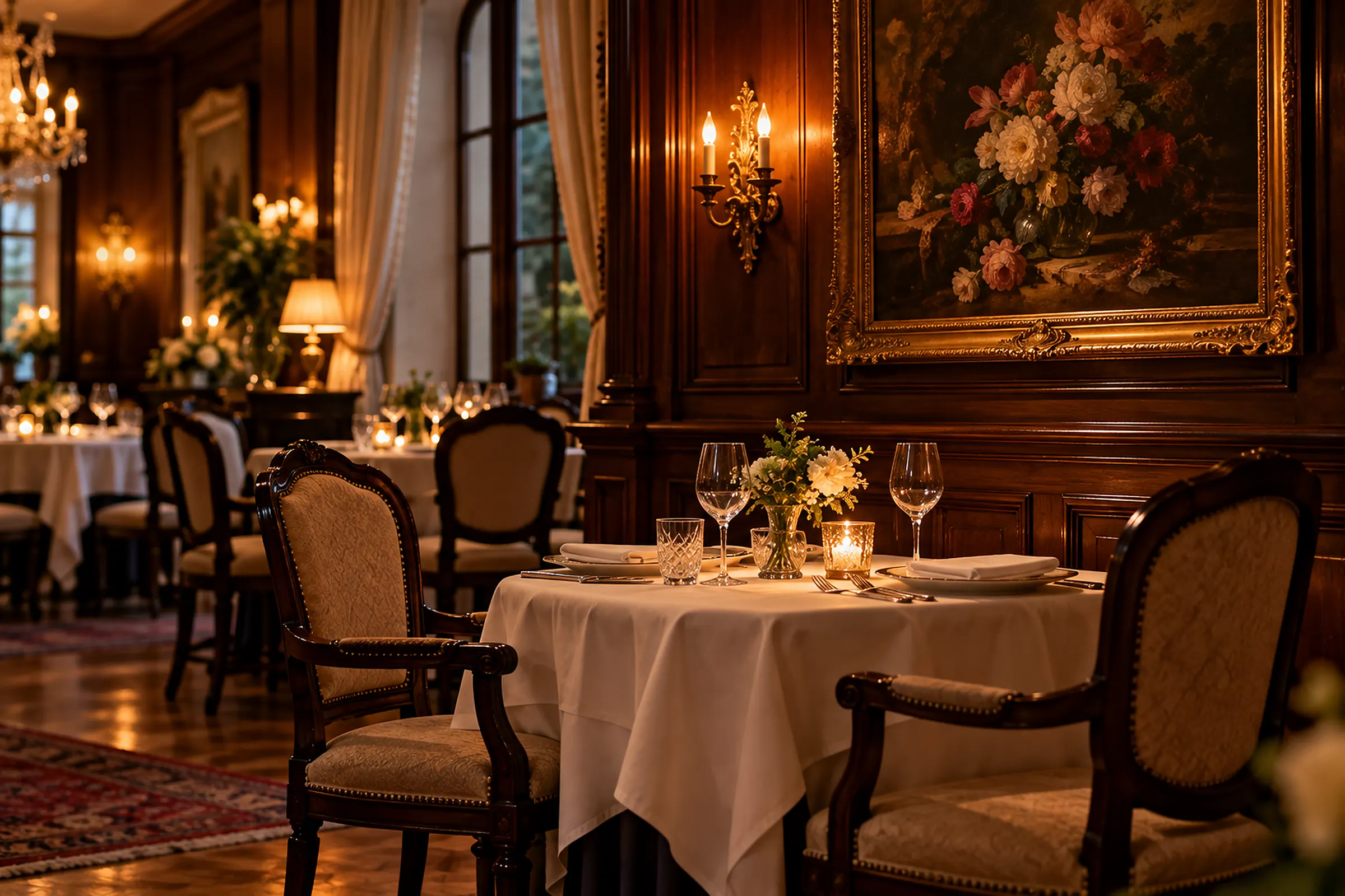 Sala Restauracji Pod Lwami z nakrytymi stołami Sala Restauracji Pod Lwami z nakrytymi stołami